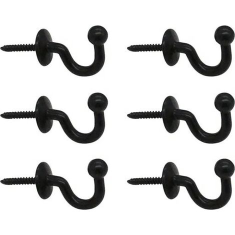 6er-Pack Wandhaken Schwarze Zinklegierung 6,1 cm Schraubmontage Modern und schlicht Schlüssel für Mäntel und Hüte