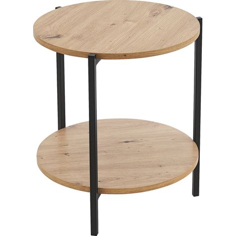 Mesa auxiliar redonda 50 x 40 cm negra y efecto madera 030008616 (1/4)