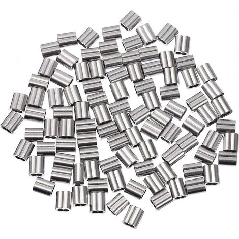 100 cosses en aluminium et acier en forme de 8, accessoire de gestion des câbles (argent) (1/5)