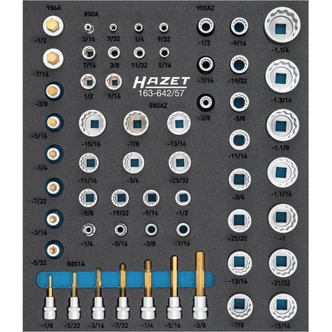 Hazet Steckschlüssel Satz, 1/4 (6,3 mm) Vierkant hohl, 3/8 (10 mm) Vierkant hohl, 1/2 (12,5 mm) Vierkant hohl, Außen Doppelsechskant-Tractionsprofi (1/2)