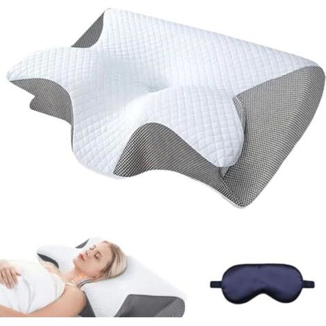 Oreiller ergonomique pour la nuque, adapté aux personnes dormant sur le dos, le côté ou le ventre oreiller orthopédique gris.-AquaForge (1/4)