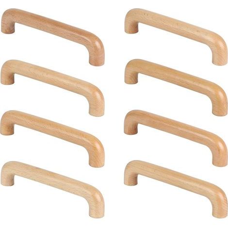 8 Pièces Poignée de Meuble Bois, Poignée Meuble Cuisine Placards Poignee Porte, Espacement des Trous 96mm, pour Meubles de Cuisine et Tiroirs (1/5)