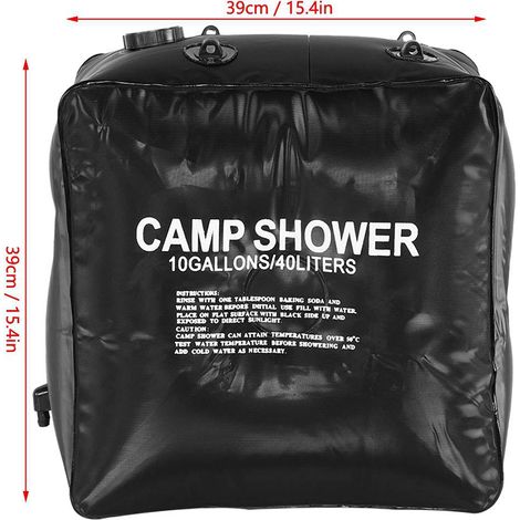 Sac de douche solaire chauffant de 40 L pour le camping, avec corde à eau. (1/5)
