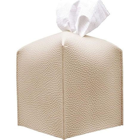 Porte-boîte à mouchoirs carré en cuir PU (beige)