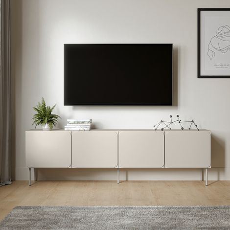 Mueble para TV Mornago, un Estante, 2 Puertas, 4 Compartimentos, 200x42x60h cm Beige (1/4)