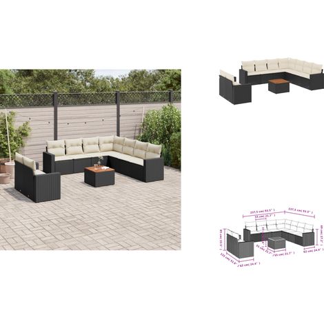 Salon de jardin 10 pcs avec coussins noir résine tressée - Ensemble Salon De Jardin - Meuble De Jardin - Mobilier Extérieur - Salon De Jardin Pliable - Set Salon De Jardin (1/3)