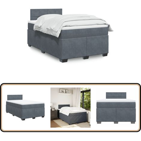 Boxspringbett mit Matratze Dunkelgrau 120x200 cm Samt - Boxspringbett - Doppelbett - Samtbett - Bettenrahmen - Schlafsystem