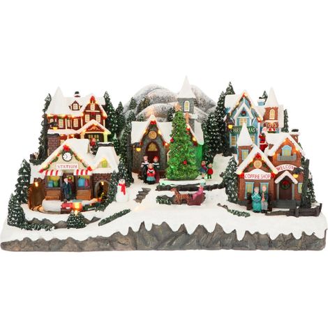 Villaggio natalizio illuminato con bambini con led multicolor decorazione per villaggio di Natale