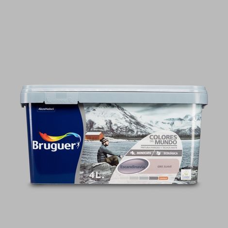 Bruguer Colores del Mundo Pintura para paredes monocapa Escandinavia Gris Suave 4 L