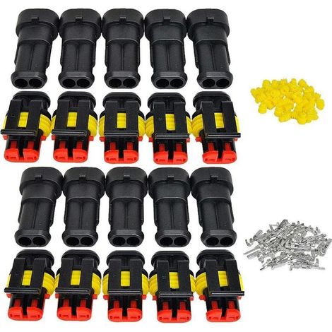 Imperméable à l\'eau Connecteur 12V, Connecteur étanche électrique Prise Mâle et Femelle 1,5 mm Terminaux,Fil électrique Connecteur(2 Pin 10 Pack) (1/3)