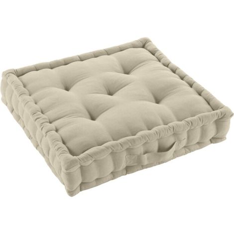 Douceur D'Intérieur – Coussin de sol déhoussable 50 x 50 x 10 cm – 60% coton 40% polyester recyclé – Poignée de transport – Certifié GRS et Oeko Tex (1/5)