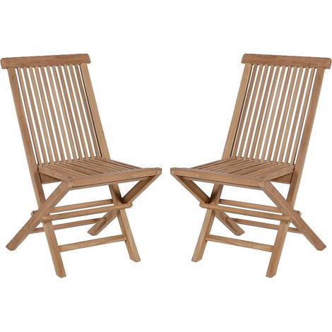 Lot de 2 chaises pliantes teck massif GARDEN modèle A - 47x60x90 cm - Kayu Meuble (1/5)