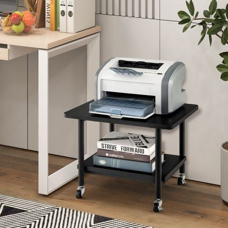 Tavolo stampante con 2 livelli e ruote bloccabili supporto stampante carrello stampante nero