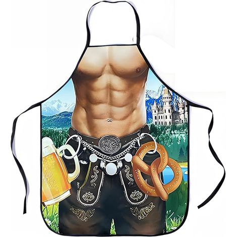 Grembiuli da cucina da uomo adatti per l'Oktoberfest di Monaco, divertenti grembiuli da barbecue, personalizzati e unici, pieni di allegria, aderenti e impermeabili. (1/4)