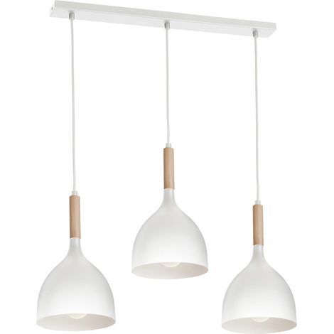 Lámpara de techo triple blanca Noak Wood (1/3)