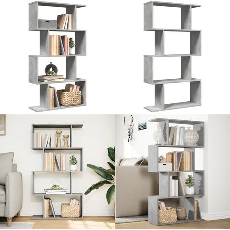 vidaXL Raumteiler-Bücherregal 4 Böden Betongrau 70x24x129 cm (1/5)