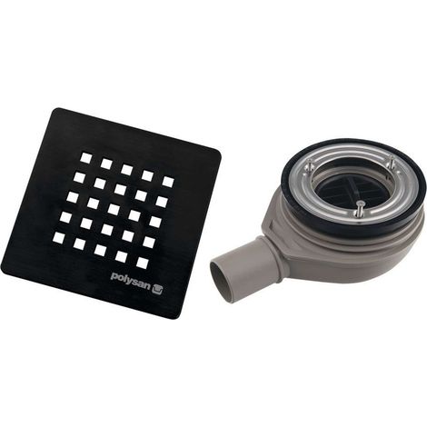 Polysan - Sifón para plato de ducha Treneca, diámetro 90 mm, con tapa, negro mate. 84999.21 (1/4)