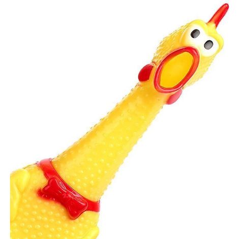 Jouet en caoutchouc résistant de 31 cm représentant un poulet et un chien, qui émet des sons lorsqu'on appuie dessus ou qu'on le presse. (1/5)