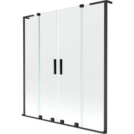 Paroi de baignoire à 2 volets coulissants Mexen Velar L Duo 160 x 150 cm, transparent, noir - 896-160-003-02-70 (1/2)