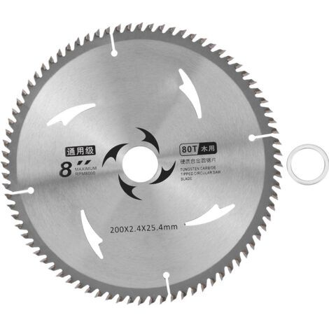 BUNTHAUS Lame de scie circulaire en carbure pour bois, panneaux de particules et contreplaqué, disque de coupe pour le travail du bois, 8 pouces, 80 dents (1/5)