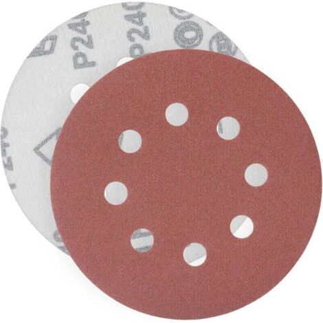 240 Sanding Discs, Abrasive Discs, 125mm Grit Size, Ideal for Sanding/Polishing/Rust Removal, HSDPS5M100, Pack of 100