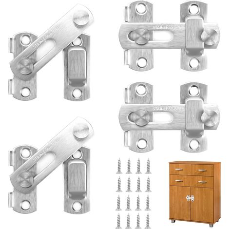 Loquets inox 180° porte coulissante 4pcs argent (1/5)