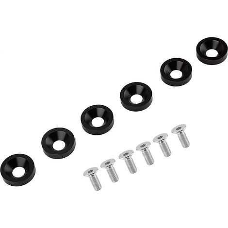 Set mit 6 Schrauben und Muttern für Kfz- und Motorradkennzeichen, Rahmen, Kotflügel, Stoßstange, Motorhaube, schwarzes Befestigungsset (1/5)