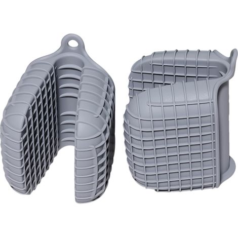Ensemble de mini-mitaines pour four en silicone (2 pièces) - Gris Résistant à la chaleur jusqu'à 260 °C, antidérapant et lavable au lave-vaisselle Pour la cuisine, la cuisson et le barbecue (1/5)