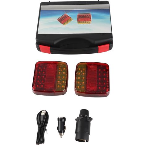Ortviai Feux de Remorque Sans Fil Carrés Rouges et Jaunes, Étanches IP65, Aimantés, Alimentation DC 5 V (1/5)