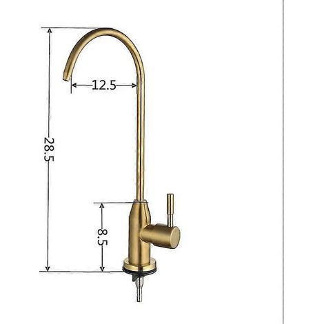 Robinet purificateur d'eau potable en acier inoxydable brossé doré, robinet de cuisine avec filtre à eau pour système d'osmose inverse (1/5)