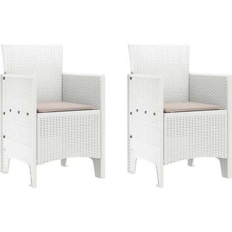 Chaise de jardin 2 lot de 2 Chaises d'extérieur Blanc 53 x 49 x 85 cm Polypropylène (1/5)