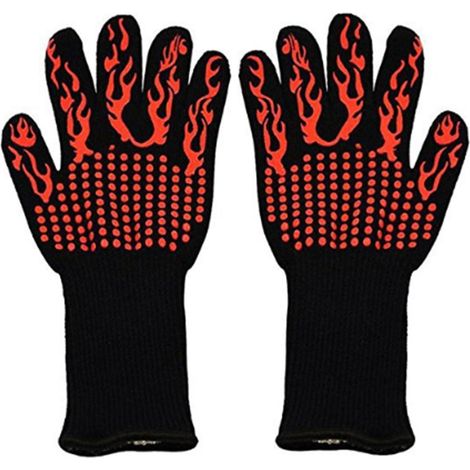 Hitzebeständige Grillhandschuhe aus rotem Silikon für Backofen und Grill. (1/5)