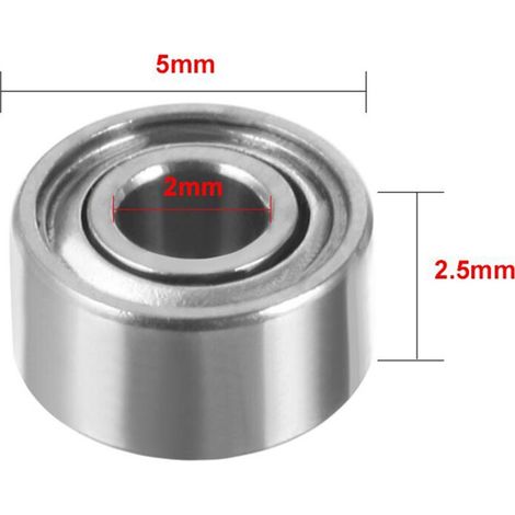 Adatto per cuscinetti radiali metrici miniaturizzati, schermati in metallo, sigillati, modello: MR52-ZZ, 2x5x2,5 mm, 100 pezzi.