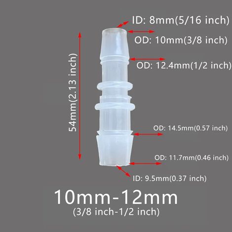 (5 pièces, 10-12 mm) 5 raccords flexibles en plastique pour tuyau d'arrosage, réducteurs à embout cannelé, adaptateurs et épissures pour la réparation de tuyaux d'eau, de jardins, d'aquariums et de la (1/5)
