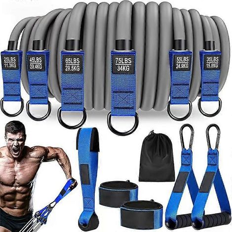 Bandes de résistance fortes, bandes d'exercice de 136 kg avec poignées, bandes d'entraînement avec ancrage de porte et sangles de cheville (1/5)