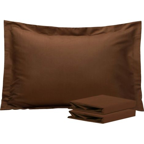 MINKUROW Federa per Cuscino Piatto con Volant 50 x 70 cm, Set di 2 Federe per Cuscino in Microfibra Super Morbida, Caffè (1/5)