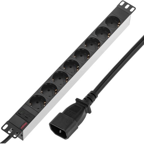 RackMatic - Barre multiprise en aluminium 1U per serveur rack 19" avec 8 Schuko et C14 (1/5)