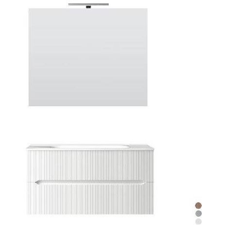 MOBILE BAGNO SOSPESO LINEA STICK CANNETTATO DA 90 CM Misura: Bianco Opaco