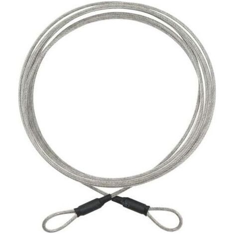Câble Acier Recouvert Dispositif Antivol - câble en acier avec boucles, câble en boucle avec revêtement plastique antirouille, câble antivol pour salon jardin, mobilier terrasse, vélos. Longueur: 3m (1/5)