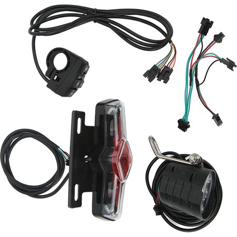 Kit d'éclairage pour vélo électrique QD168 : phare avant, feu arrière, feu de signalisation nocturne, kit de conversion avec interrupteur DK336 et klaxon. (1/5)