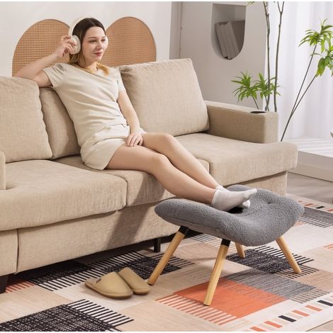 Silla puf reposapiés tapizada 67x45x38 cm OKMYHOME (1/4)