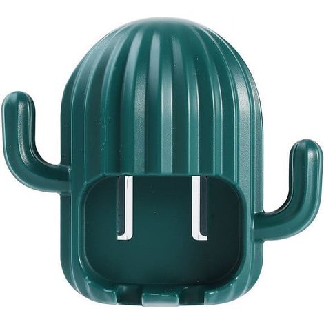 Support Pour Brosse À Dents - Fixation Adhésive Sans Perçage - Design Cactus - Aération Inférieure - Évacuation Eau - PP - 11 x 9,5 x 4 cm - 1 Pièce (1/3)