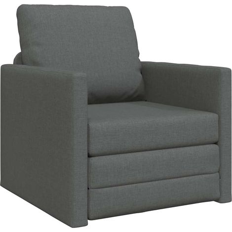 vidaXL Divano Letto con cuscino Grigio scuro 74 x 77 x 81 cm Tessuto (1/5)
