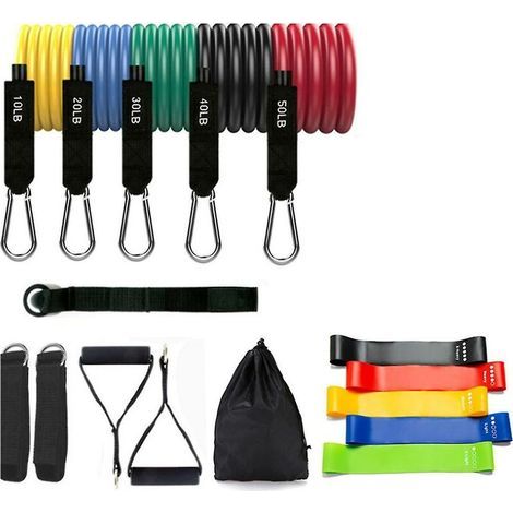 17 Pcs/set Latex Resistance Bands Fitness Training Exercise Yoga Tubes With Bag (1/5)