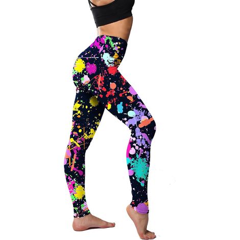 Leggings Artistiques des Années 80, Leggings Imprimé Femme, Leggings pour FêTe,Legging Taille Haute pour Femm, Carnaval, Yoga