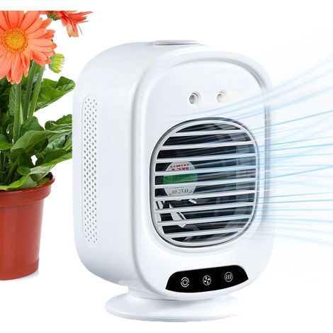 Rafraîchisseur D'Air Portable 3 Vitesses, Rotation À 150°, Faible Bruit Ventilateur Climatiseur Pour Cuisine, Chambre, Voiture, Dortoir, Bureau (1/5)