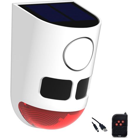 Alarme Solaire Extérieure à Détection de Mouvement, 129 DB, 13 Sons, Étanche IP65 avec Clignotant Lumineux, 3 Modes, pour Jardin et Ferme (1/5)
