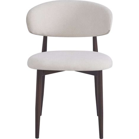 Lot de 4 Chaises de salle à manger Design – Piètement Effet Noyer & Tissu Beige (1/5)