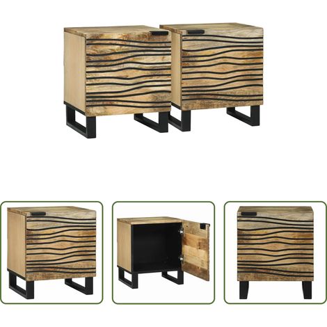Akazienholz -  Nachttisch 2 pcs Braun 40 x 33 x 46 cm Massivholz Akazie (1/5)