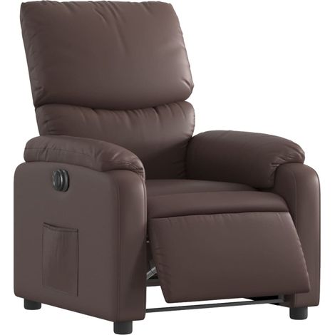 Poltrona relax TV con comodissima funzione reclinabile elettrica in PVC marrone DEC028430